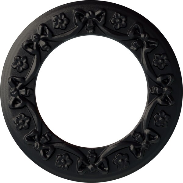 Ekena Millwork Ribbon with Bow Ceiling Medallion (Canopies up to 7 1/2"), 12 1/4"OD x 7 1/2"ID x 7/8"P, Steel Gray CM12RISGS - main